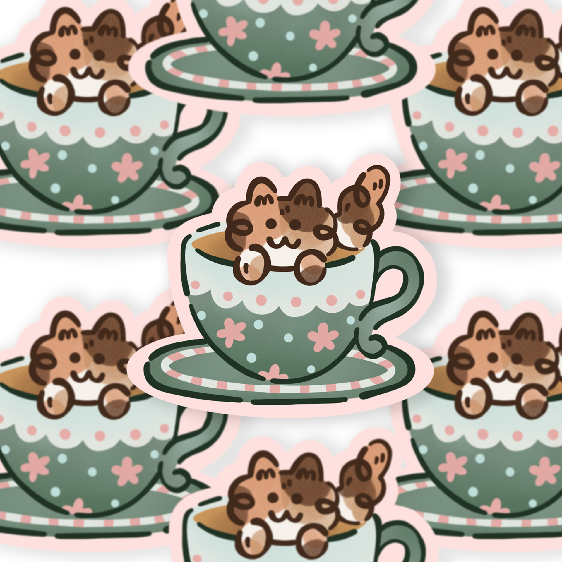 The Stray Shop - Wholesale Sticker - Calico Kit-Tea Sticker1