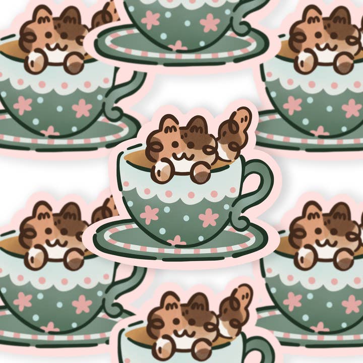 The Stray Shop - Wholesale Sticker - Calico Kit-Tea Sticker1