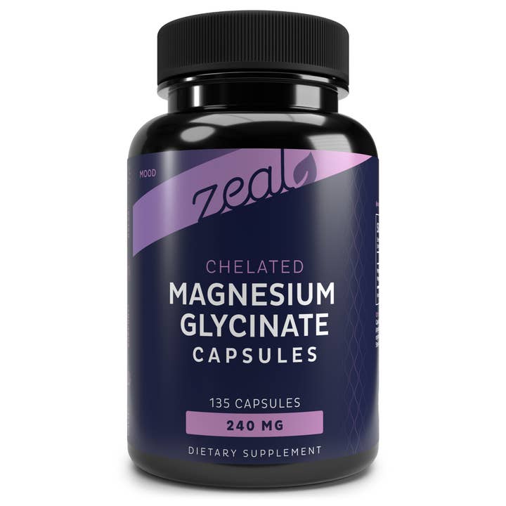 Zeal Naturals – Großhandel Nahrungsergänzungsmittel/Vitamin zum Einnehmen – Zeal Premium Chelatiertes Magnesiumglycinat (240 mg | 135 Kapseln)1