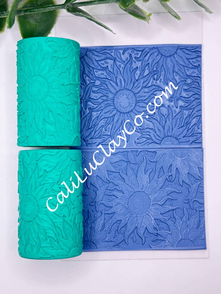 Flowy Sunflower Texture Roller for Polymer Clay/Fondant/Cookie Dough for wholesale by CaliLu Clay Co.