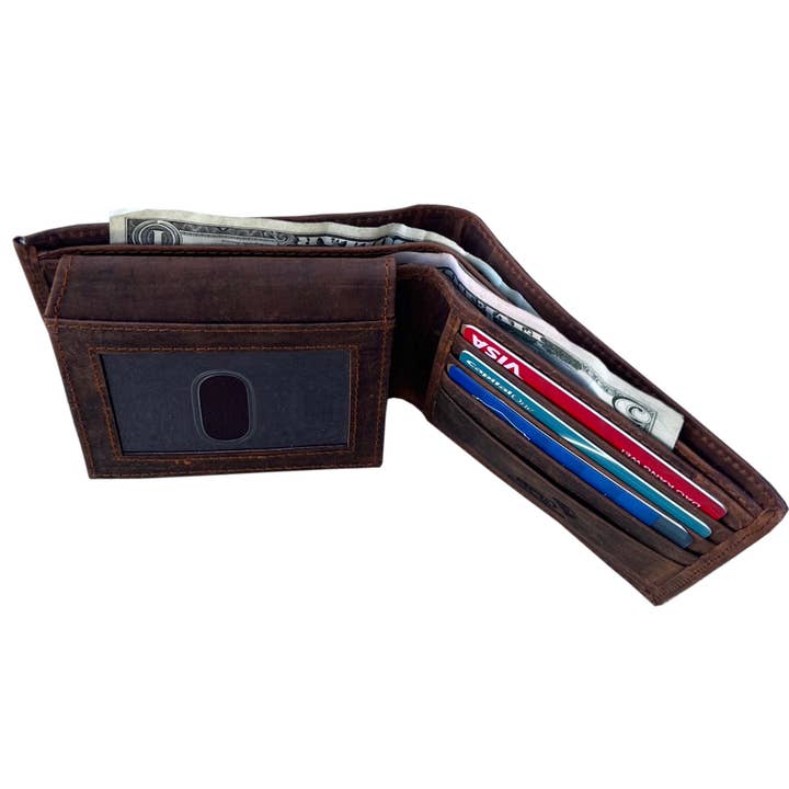 Roma Leathers, Inc. - Wholesale Wallet - Men's - 3122 BN Buffalo leather bifold wallet