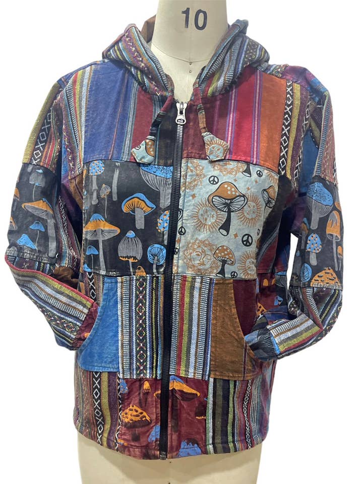 Bomuld Mushroom hættetrøjejakke med lynlås D505 for engroshandel hos Rising International Inc