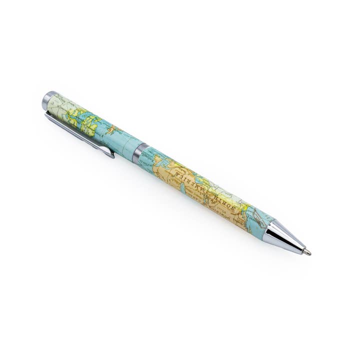 Robert Frederick Ltd - Wholesale Pen - Vintage Map Ballpoint Pen – Retro World Map Design Pen in Gift Box – Travel-Inspired Stationery Gift for Writers, Students & Adventurers1