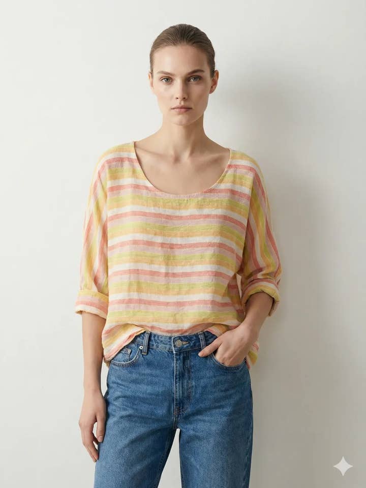 Haut Oversized Multi Rayé @11012_HMultiR pour la vente par Mimi & Gogo