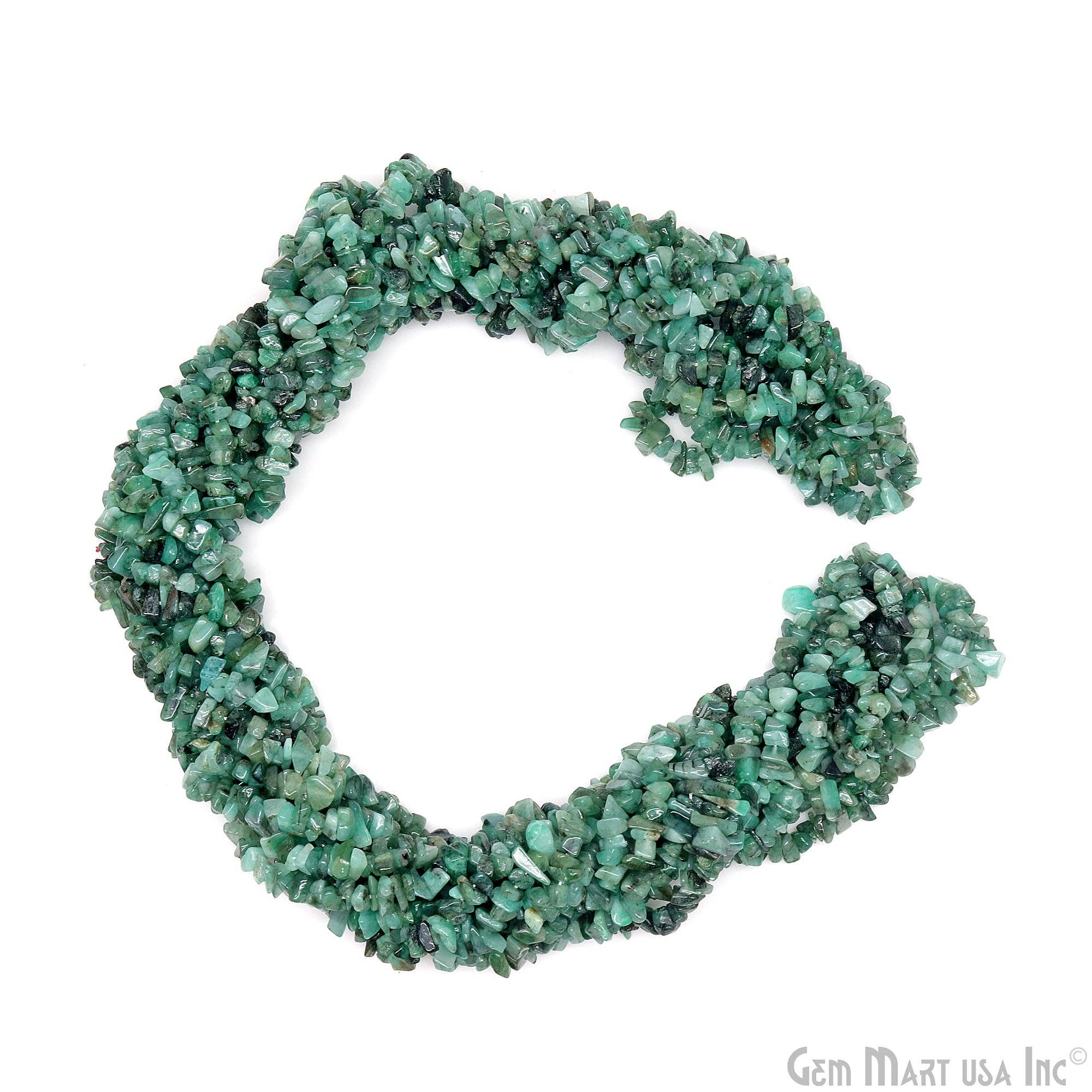 GemMartUSA - Vente Perle - Perles en éclats d'émeraude, fil de pierres précieuses naturelles percées, 34 pouces3