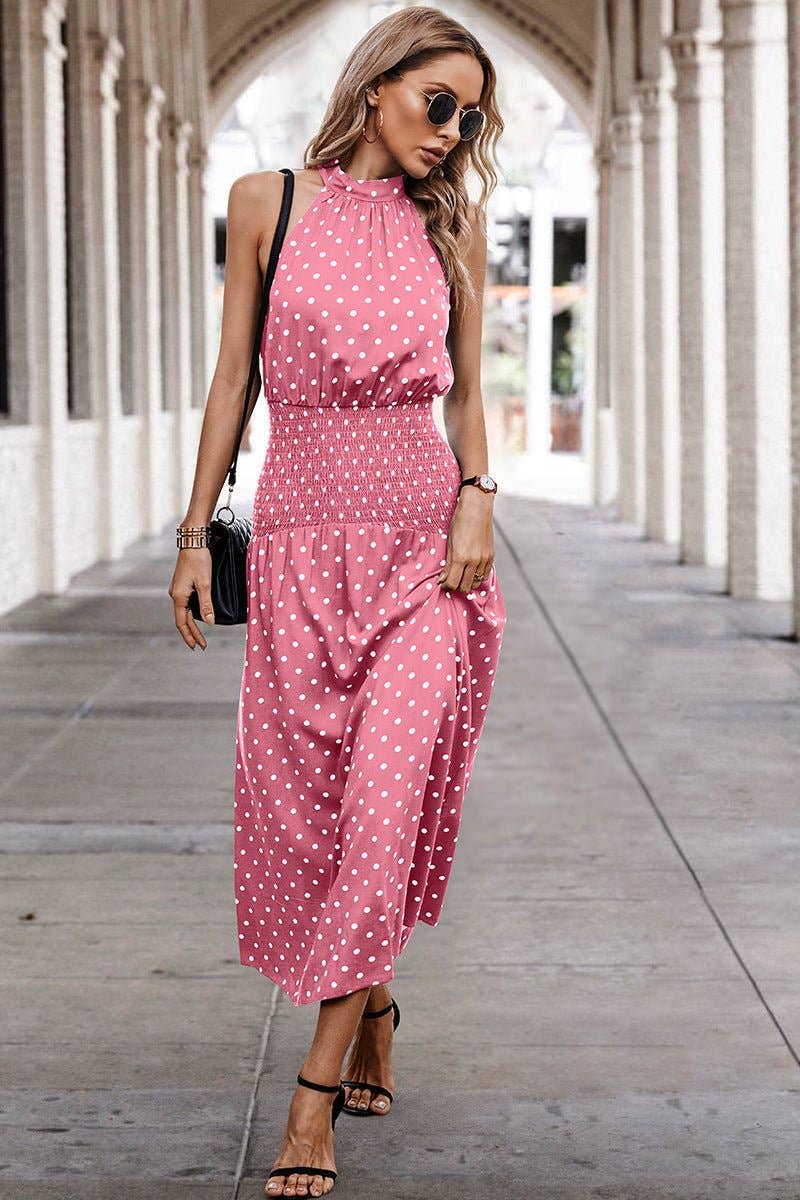 Supreme Fashion - Venta al por mayor Vestido - Mujer - Vestido largo de lunares con cuello halter12