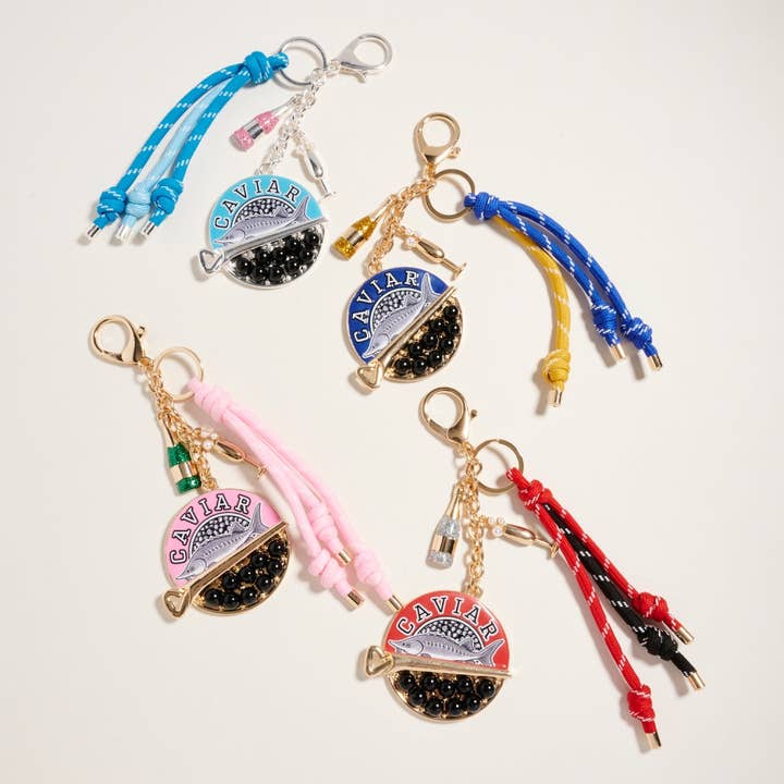 7 Inch Caviar Champagne Cord Keychain Bag Charm for wholesale by Designature New York