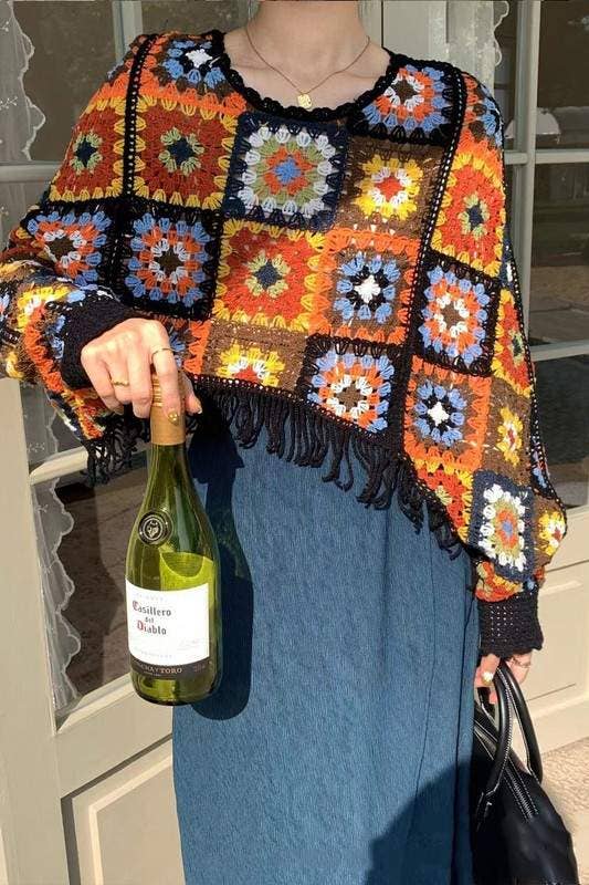 Flarix - Wholesale Poncho - Dames - gehaakte poncho-top1