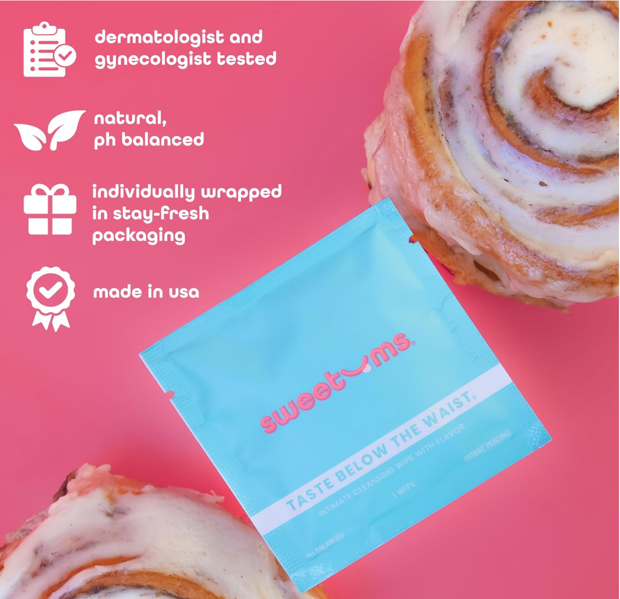 Sweetums - Wholesale Intimate Cleanser/Wipe - Cinnamon Bun Flavored Intimate Feminine Wipes Giftable Sexy11