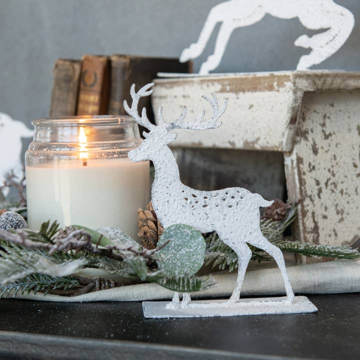Ragon House - Wholesale Christmas Decoration - WHITE METAL DEER