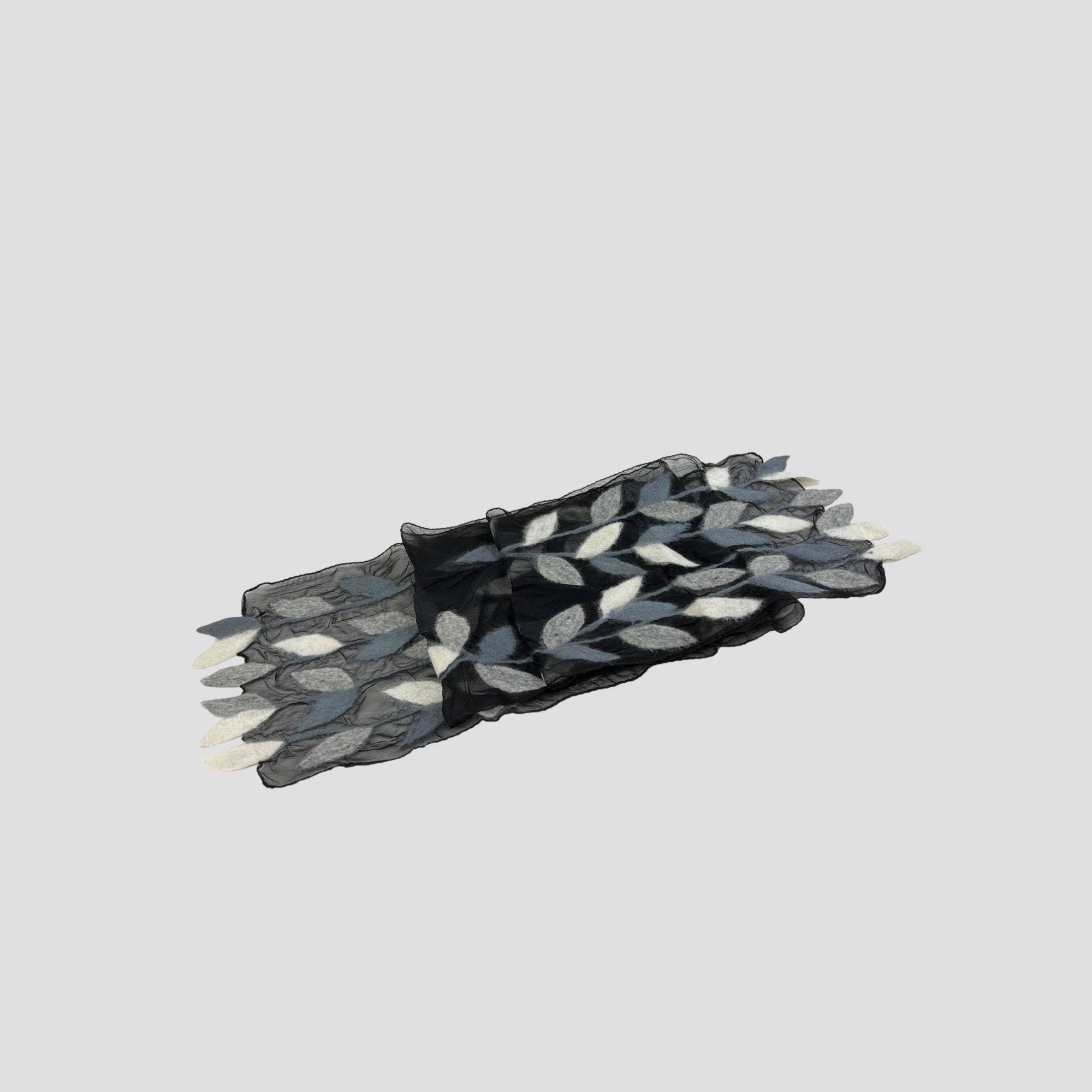 Feltiful - Wholesale Scarf - Women's - Variant Color Leaf Merino Wool Handmade Felt Scarf9