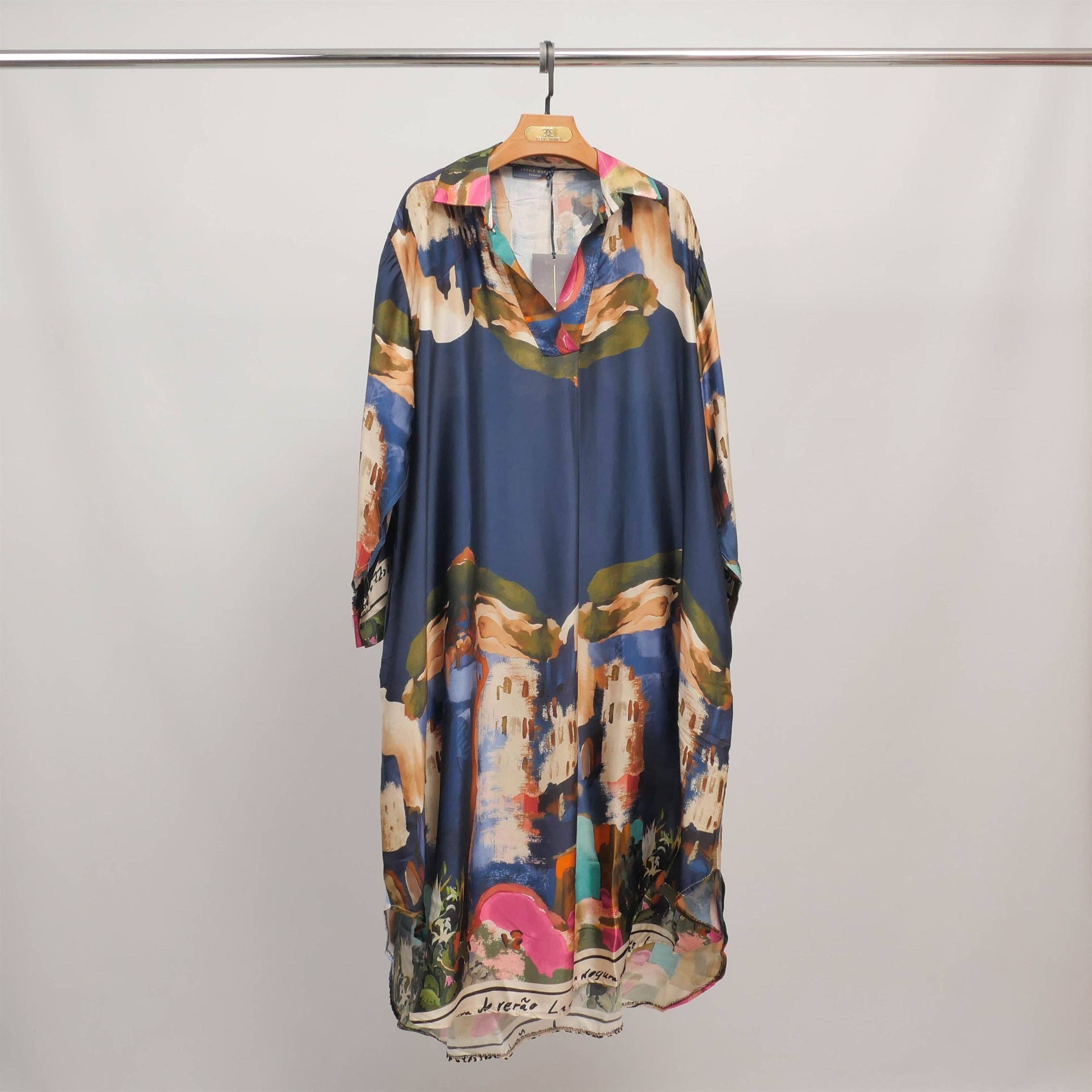 Cecile Wang - Vente Robe – femme - Robe fluide imprimé paysage col ouvert KD6120VS-273