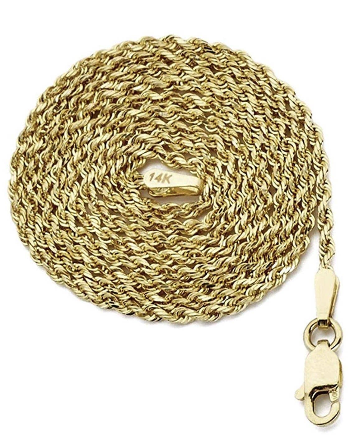 Vesa Jewels - Wholesale Link & Chain Necklace - Italian 14K Yellow Gold 1.5MM Diamond Cut Rope Chain 16-24 Inch1