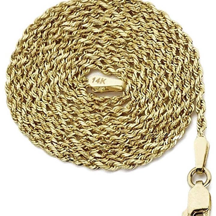 Vesa Jewels - Wholesale Link & Chain Necklace - Italian 14K Yellow Gold 1.5MM Diamond Cut Rope Chain 16-24 Inch1