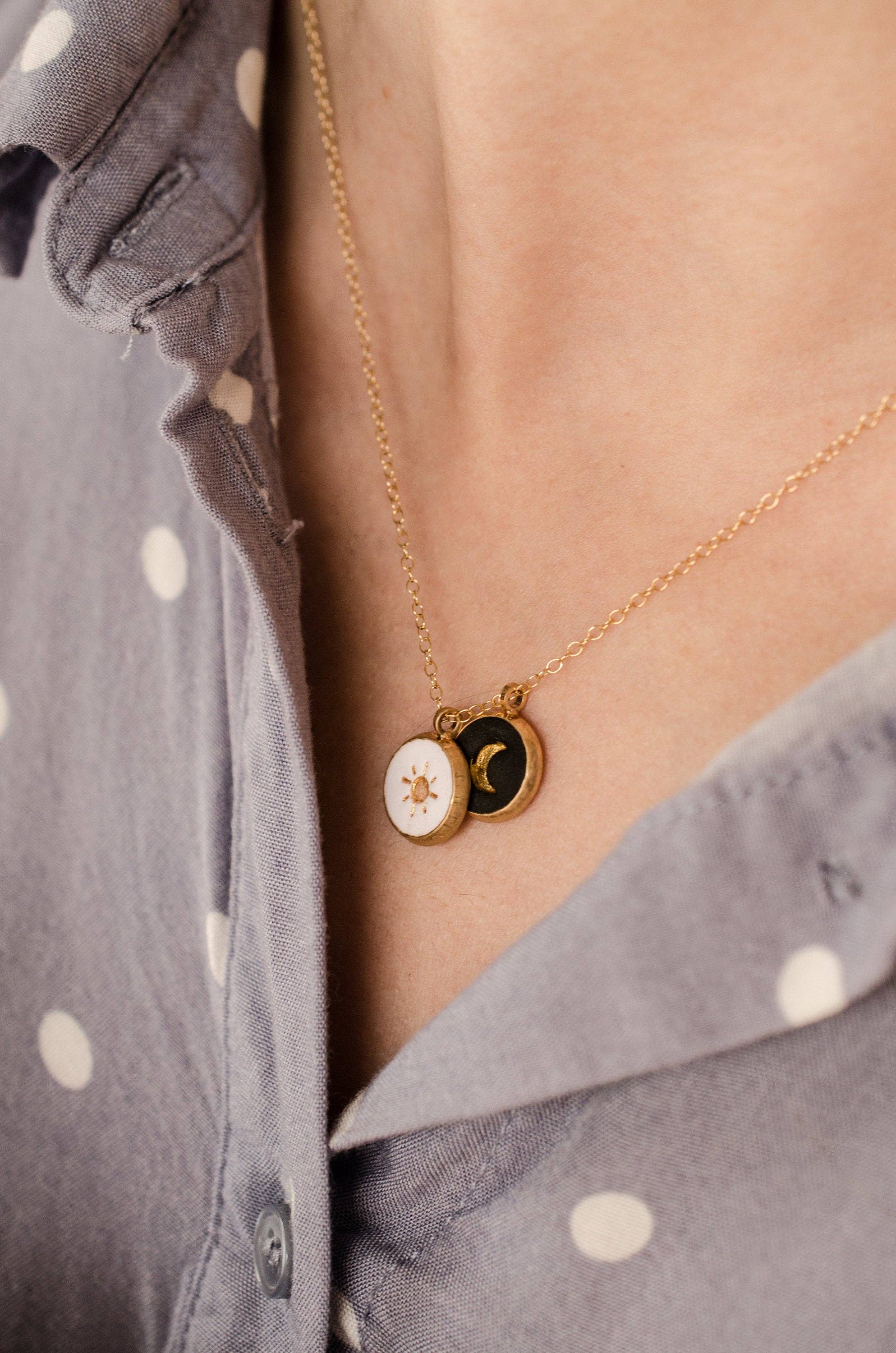 Jill Makes – wholesale Pendant/charm necklace – Sun + Moon Clay Necklace3