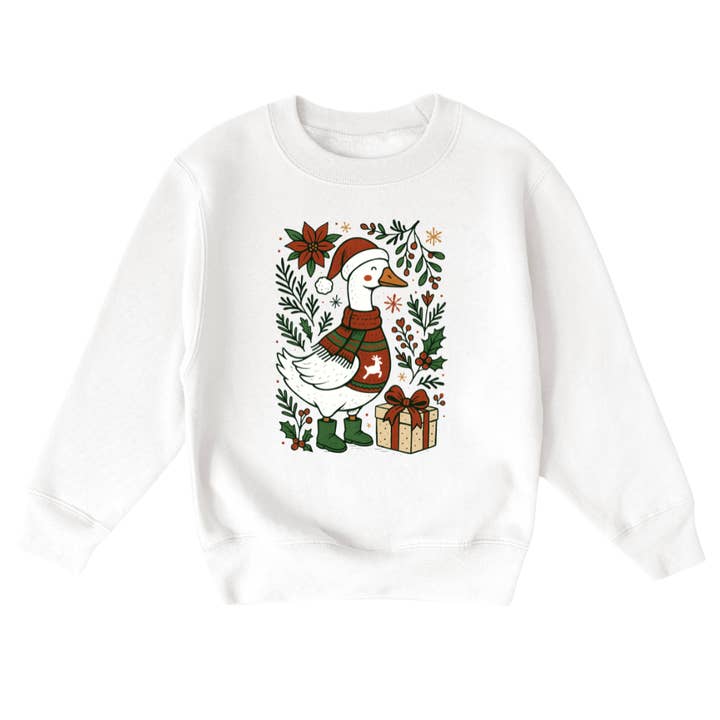 Felpa Natalizia per Ragazzi con Oca Natalizia Accogliente per la vendita all'ingrosso da parte di Mama and Littles Apparel