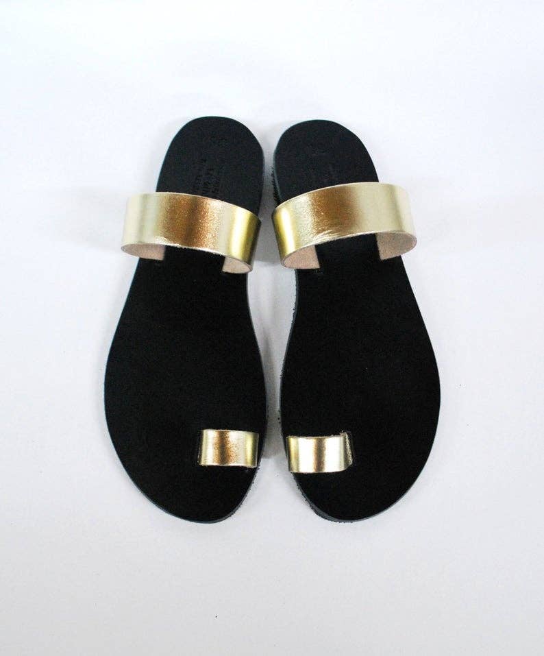 Nikola Sandals - Wholesale Sandals - Women's - Gold Metallic Women Sandal With Black Sole
