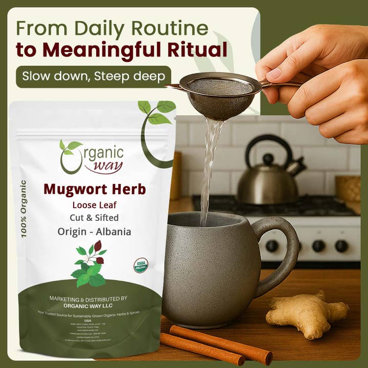 Organic Way LLC - Vente Herbes aromatiques - Feuilles coupées et tamisées d'Armoise en vrac (Artemisia vulgaris) | Certifié casher et USDA | Végan, sans OGM et sans gluten | Origine Albanie5