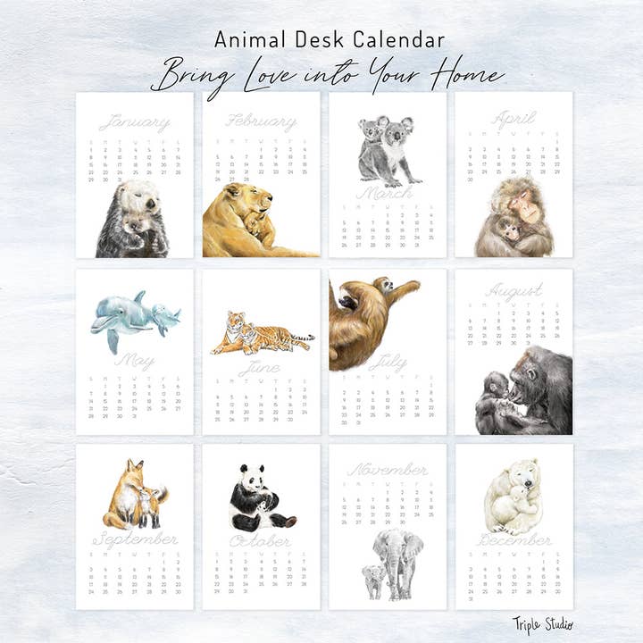 2024 Desk Calendar: Baby & Mommy for wholesale by Triple Studio