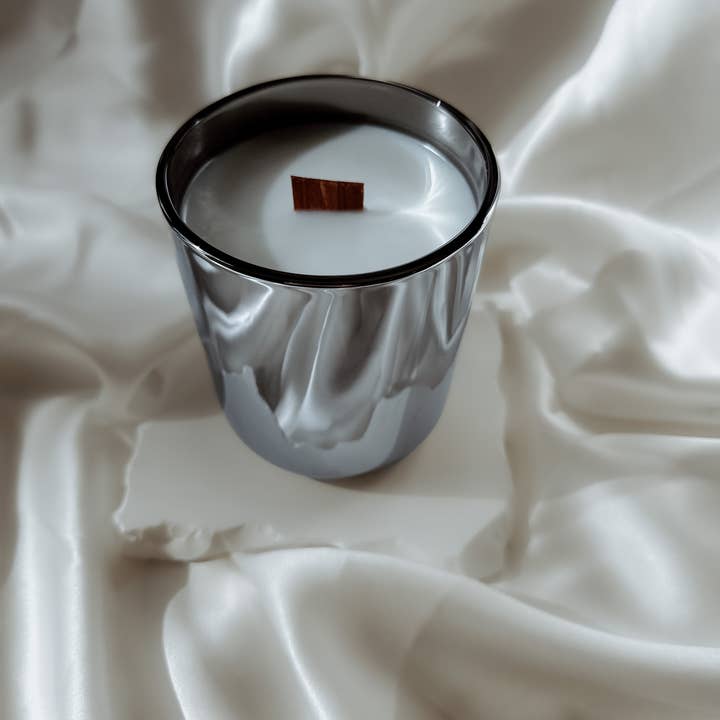 Lava Candle Company - Wholesale Travel Candles - 12oz Luxury Silver Gunmetal Candle (Private Label)