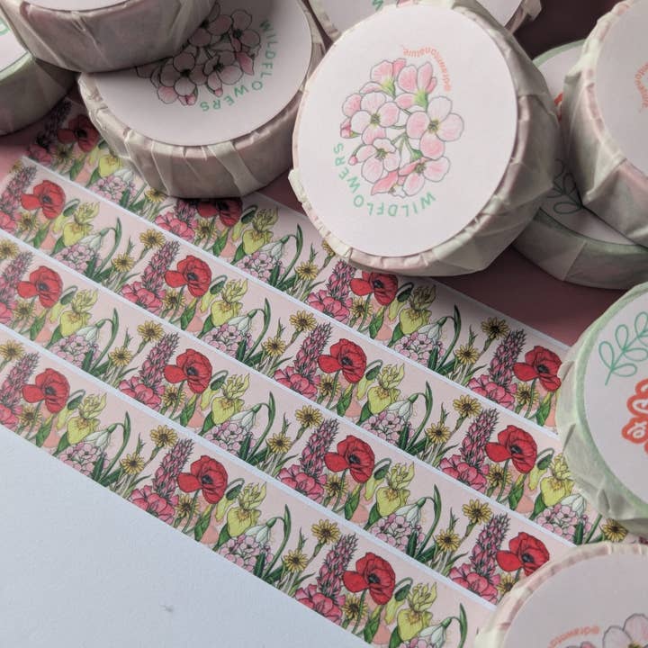 Wildflowers Washi Tape – Dekorativt kontorartikler for engroshandel hos Drawn to Nature