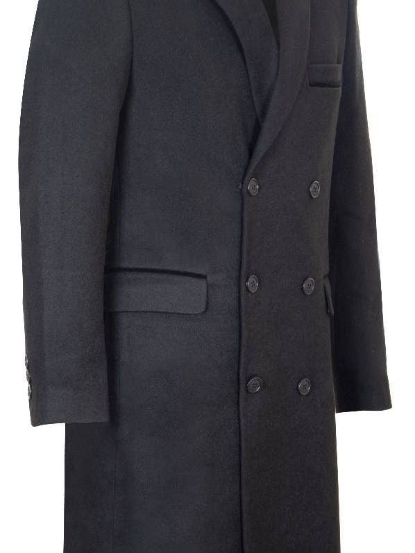 Noir Manteau long noir pour homme 3/4 à double boutonnage en laine style Crombie Peaky Blinders en vente sur Faire