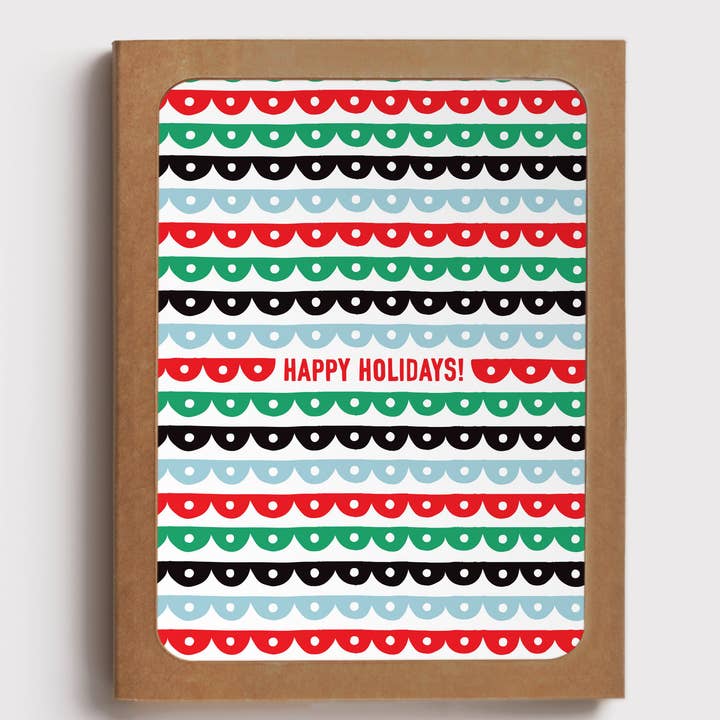 Frohe Feiertage Modernes Muster | Box-Set mit 8 Urlaubskarten für den Großhandel von Lucy Loves Paper