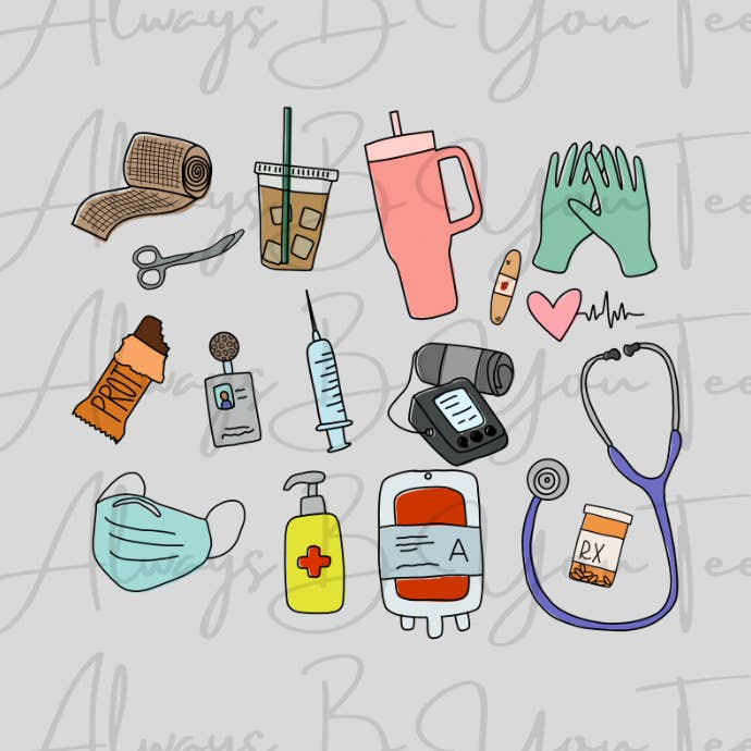 Nurse Things DTF Transfer for wholesale by Always B You Tees