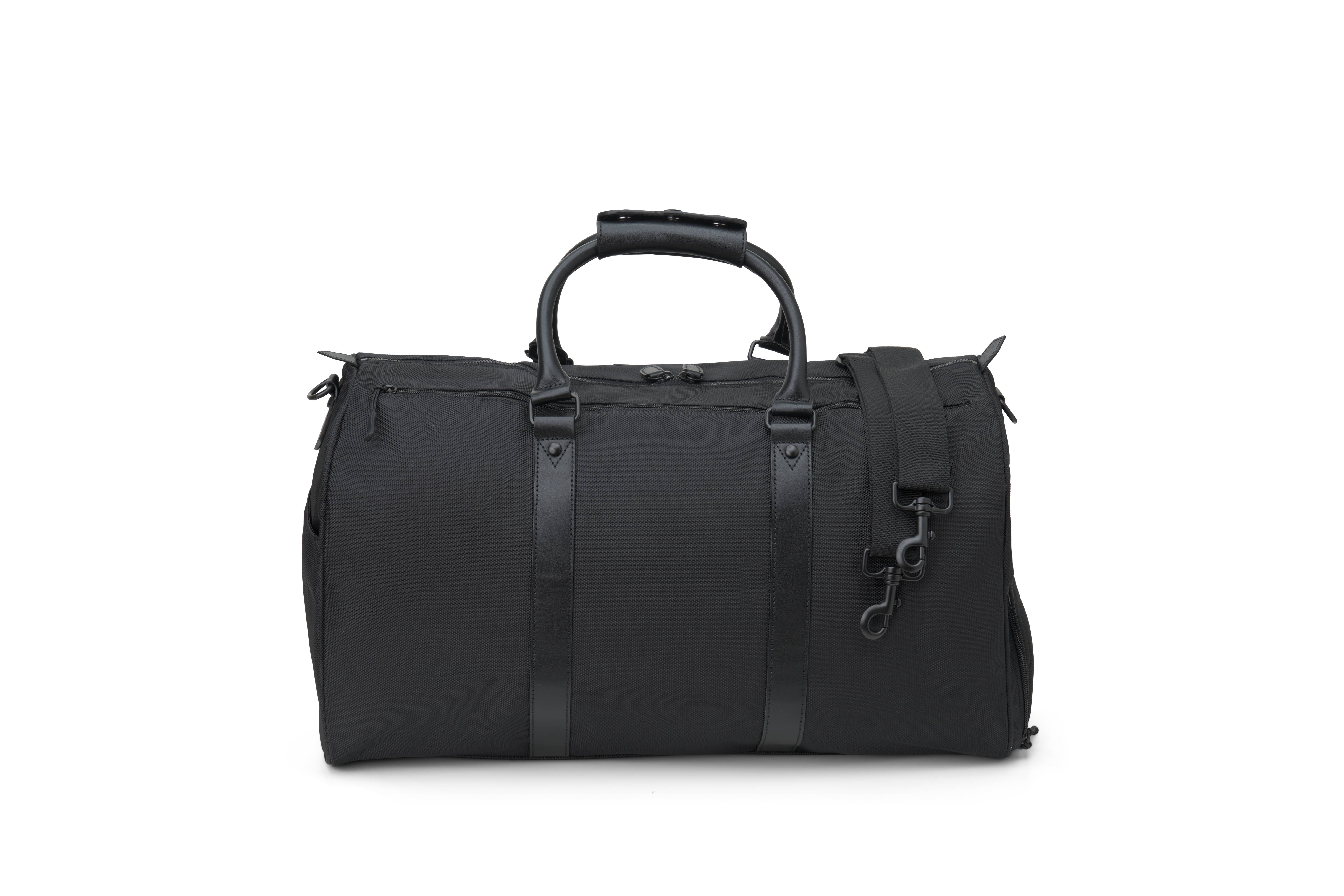 Boulevard - Wholesale Weekender Bag - Unisex - "Alex" Jet Nylon and Leather Duffle Bag (Personalizable)2
