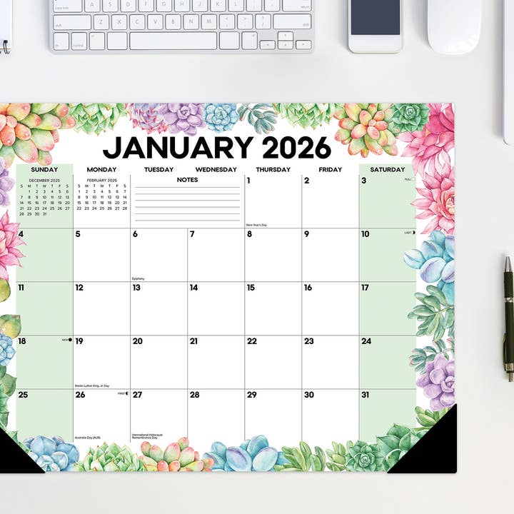 Willow Creek Press & Gifts - Wholesale Calendar - Succulents Academic July 2025 - June 2026 22" x 17" Large Monthly Desk Pad4