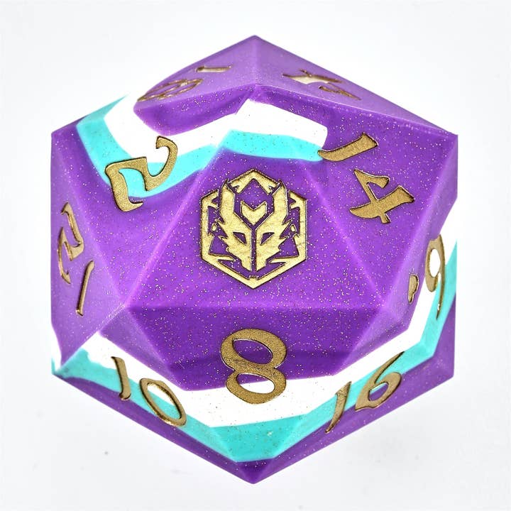Hymgho Premium Dice - Wholesale Dice - 55mm Chonk Rubber Silicon D20 - Celestial Gleam