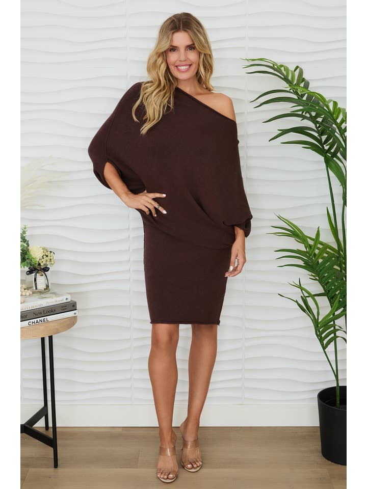 MILIO MILANO - Wholesale Dress - Women's - ASYMMETRICAL SWEATER DRESS (330149)