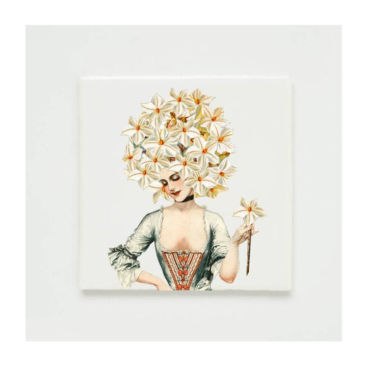 Lylies - Wholesale Wall Tile - Wall tile collage 17th century lady with flower head