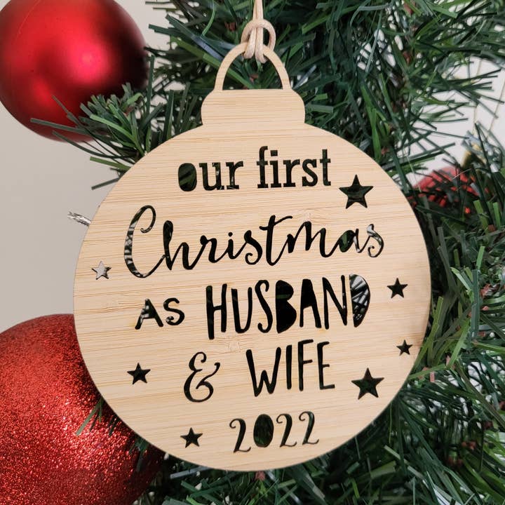 Husband and Wife Christmas Bauble 2023 for wholesale by Little Birdy Finds