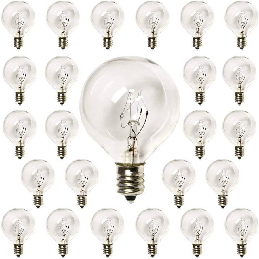 25ft Solar LED String Light Bulb, G40 Globe Bulb, Warm White - Lepro