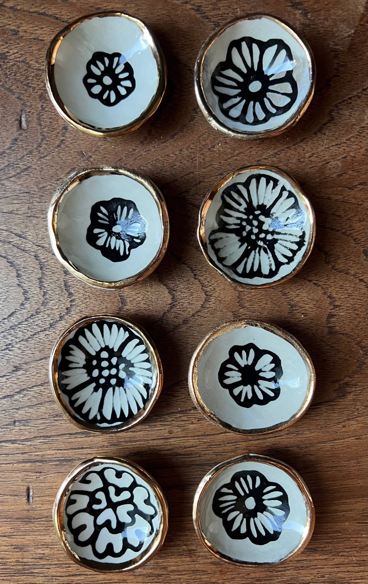 Hsieh Clay SF - Wholesale Jewelry Dish - 2" Handmade Floral Ceramic Catchall Dish with 22K Gold2