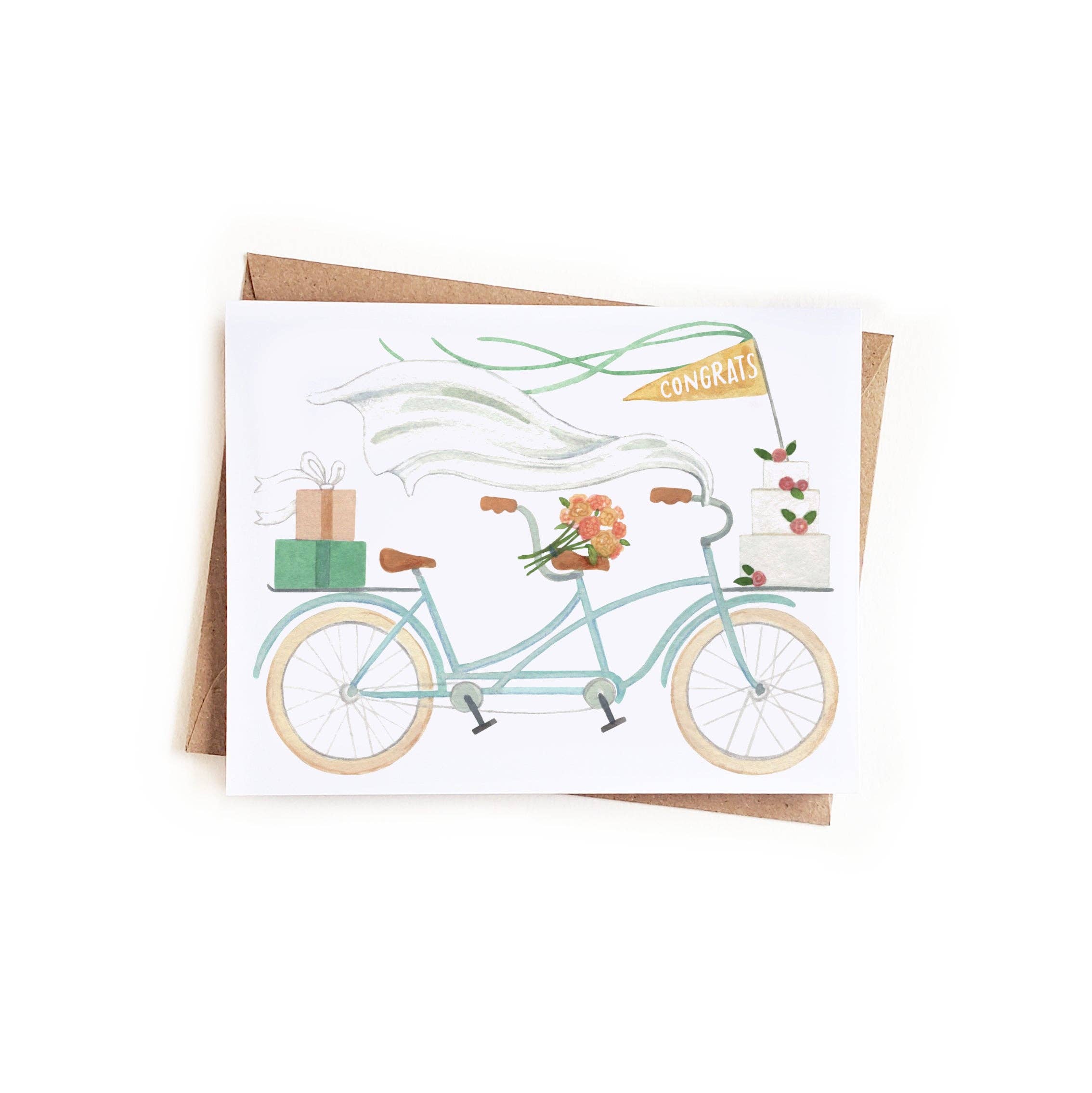 Sketchy Notions – wholesale Wedding card – Congrats Wedding Tandem Bicycle Card