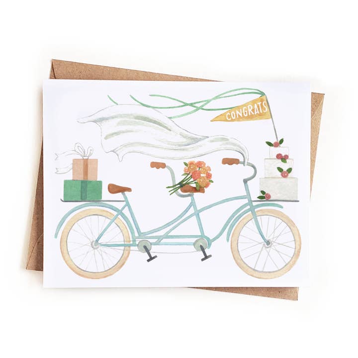 Sketchy Notions – wholesale Wedding card – Congrats Wedding Tandem Bicycle Card0