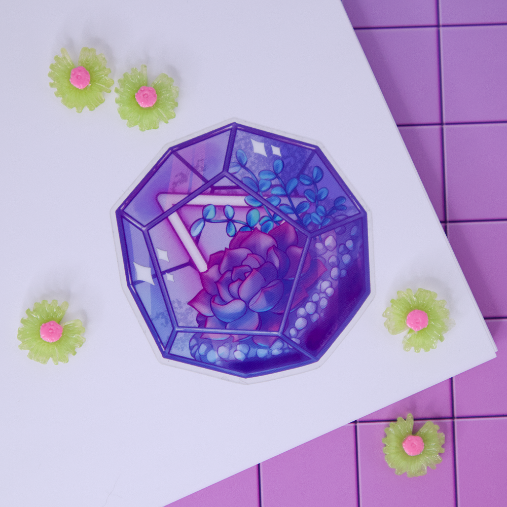 Glitchberry - Wholesale Sticker - Succulent Terrarium Clear Vinyl Sticker4