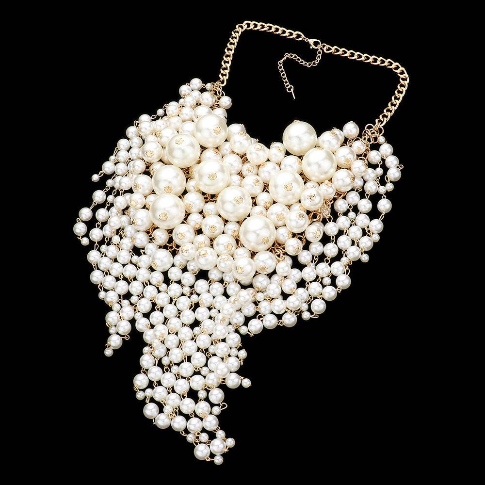 Sensibling Corp. - Wholesale Bib Necklace - Pearl Cluster Statement Necklace
2