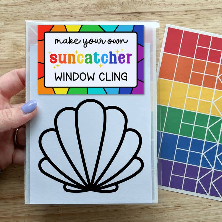Seashell Suncatcher Sticker Craft Kit for Kids for wholesale by Calenlou Crafts