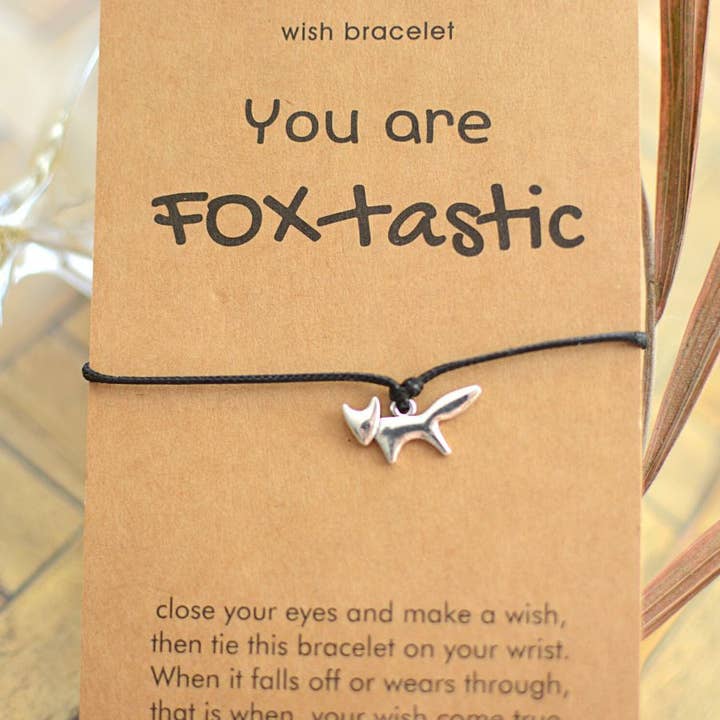 Two and Crew - Wholesale Charm/Dangle Bracelet - Fox charm WISH bracelet on CARD jewelry