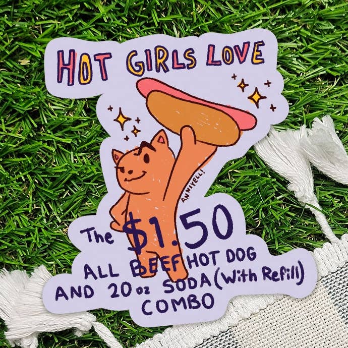 Hot piger elsker hotdogs Die-Cut Sticker for engroshandel hos anniyell