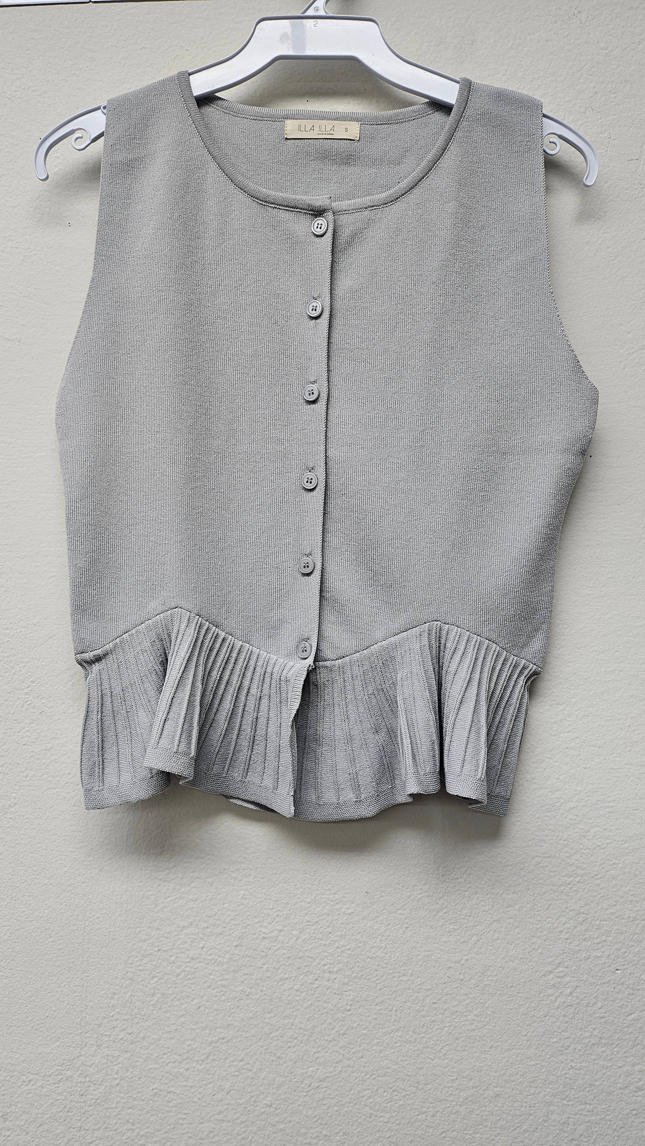 ILLA ILLA - Wholesale Cardigan - Women's - Everyday Comfort Knit Ruffle Hem Cardigan Sweater Tank34