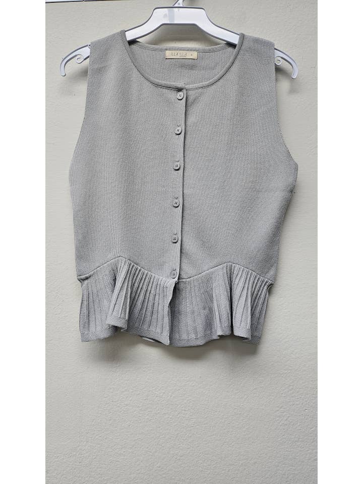 ILLA ILLA - Wholesale Cardigan - Women's - Everyday Comfort Knit Ruffle Hem Cardigan Sweater Tank34