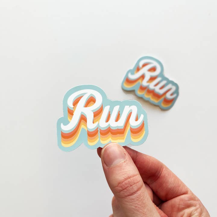 Retro Run Sticker for wholesale by Keegsie Running
