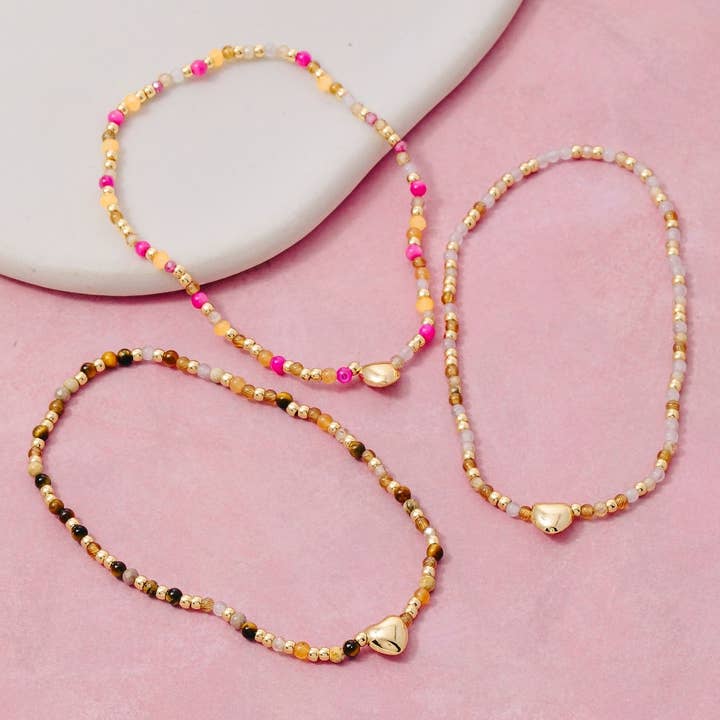 Pärlstav hjärta charm armband för wholesale av The Looks by Fame Accessories