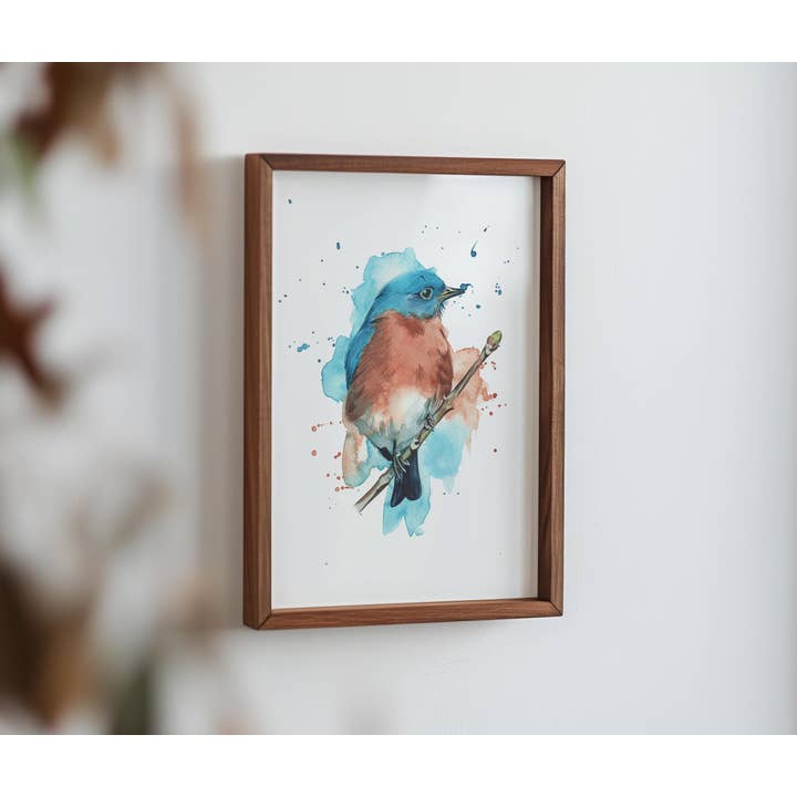 Eastern Bluebird A4 Art Print | American Wildlife Art for wholesale by Georgina Doodles