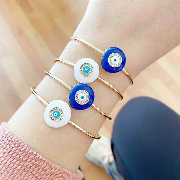 Evileyefavor – wholesale Manschettarmband – Evil Eye Armband, Runda onda ögat armband armband, Vita onda ögat