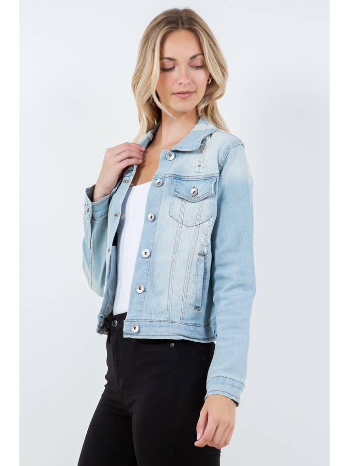 Veracci - Wholesale Denim Jacket - Women's - Stretch Classic Trucker Denim Jacket